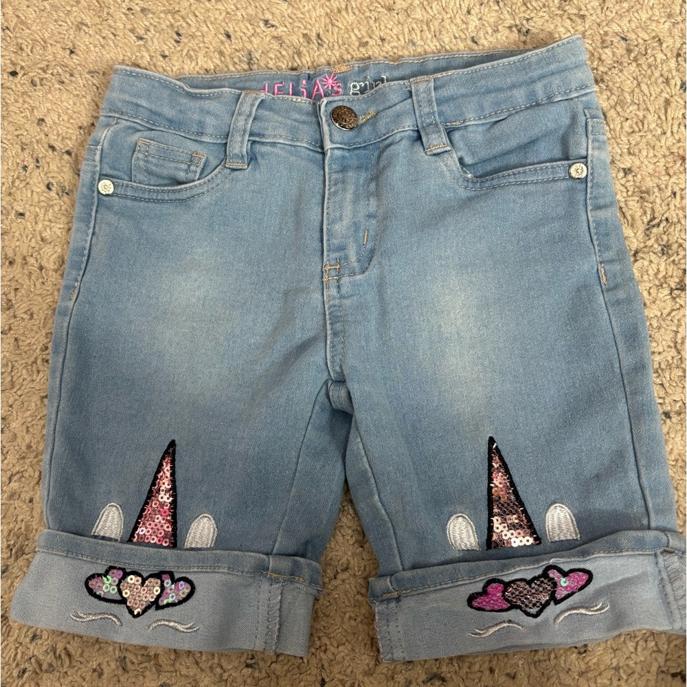 Girls unicorn Jean shorts